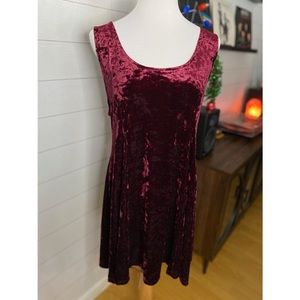 F21 Velvet Maroon Swing Dress